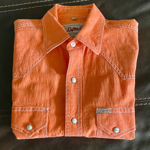 Rafter C ProFlex45 Cowboy Collection Orange Button-Down Shirt Small - Picture 1 of 15
